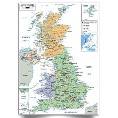 UK Karte Poster United Kingdom MAP England Great Britain Wales laminiertes Poster