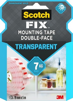 Scotch-Fix doppelseitiges Klebeband, transparent - 1 Rolle 19 mm x 5 m