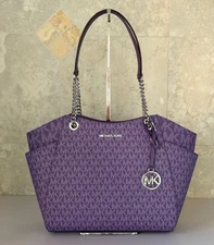 Michael Kors Jet Set Travel Large Shoulder Chain Tote Bag MK Dark Purple Multi