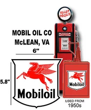 (MOBI-1) 6" MOBIL OIL SHIELD GASOLINE VINYL DECAL OIL CAN GAS PUMP LUBSTER