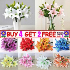 Artificial Lily Silk Fake Flowers Bouquet Bridal Bunch Wedding Party Home Decor