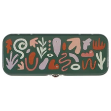 NOW DESIGNS DANICA 'CURIO' PENCIL BOX METAL/TIN FRONT CLASP LARGE 8.5"X3"X2" 