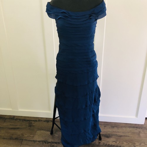 Tadashi Shoji Dress Navy Blue Silk 