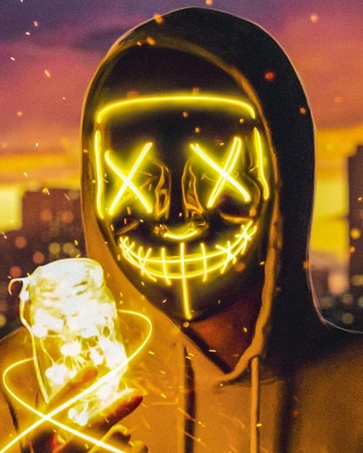NEW Party Masks Purge Mask Light Up Neon Glow In The Dark Rave Halloween Cospaly - Picture 13 of 37