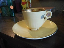 FIGGJO FLINT Demitasse Cup Saucer Set Yellow Made Norway 1950 Gold Color Inside