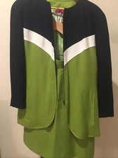 Cristian Lacroix Skirt Suit SZ 46 Made In France Zippered Jacket Mini Skirt