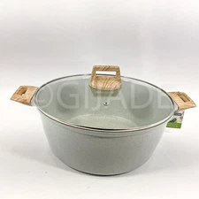 Natural Elements Woodstone 8.5-Qt Stock Pot12.5” Big Casserole Lid Grayish New