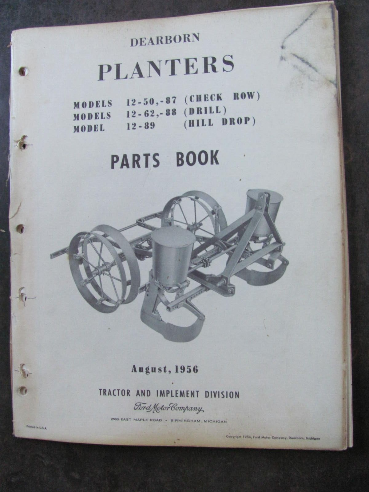 Ford Planters 12-50 / 12-87 / 12-62 / 12-88 / 12-89 Check Row Drill ...