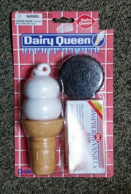 Dairy Queen Ice Cream Cone, Sandwich, Rasp Van Bar Pretend Play Food NOS Boley