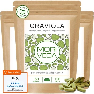 MORIVEDA Graviola Compresse I Soursop Guanabana Estratto di Frutta I Top Biodisponibile I 360