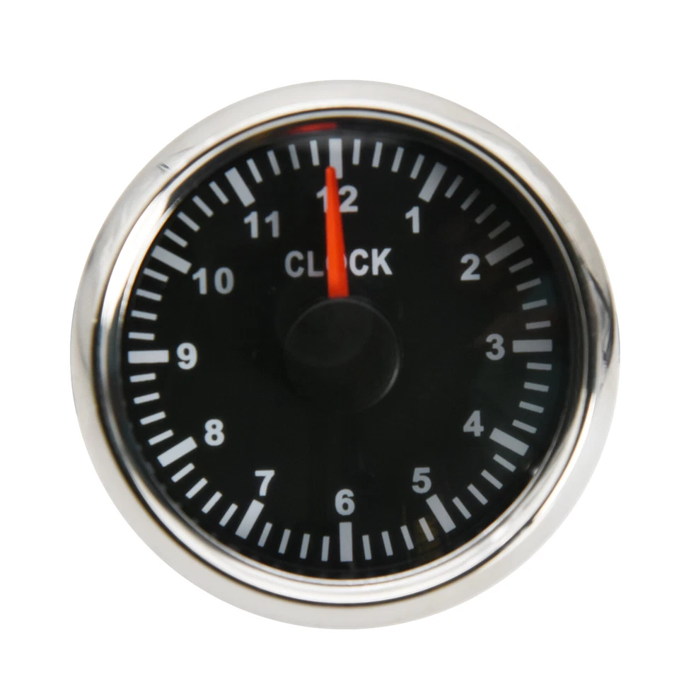 2" 52MM Black Clock gauge 12 Hours Red LED For Cars Trucks Boat Marine Motorbike - Image 2 of 4