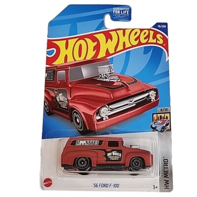 2022 Hot Wheels #76 HW Metro 8/10 '56 FORD F-100 Primer Red w/Gray AD Spoke Whls