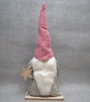 Gilde Deko Wichtel Nikolaus Stern Stoff Samt Rosa Winter Weihnachten Advent