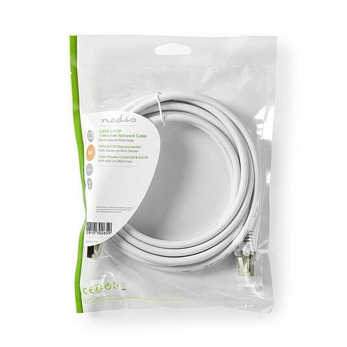 CAT6 RJ45 8P8C MALE 5M CROSSOVER ETHERNET CABLE WHITE LAN NETWORK SF/UTP PC - Picture 3 of 3