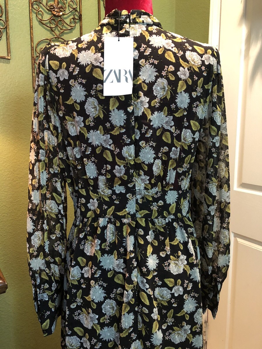 100% Authentic ZARA Black Floral Printed Long Dress $69.90+Tax Size: L |  eBay