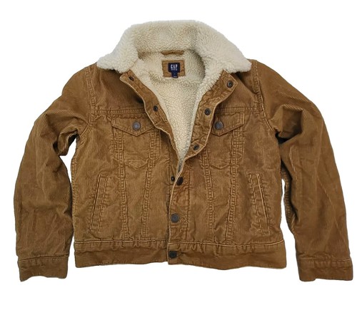 Gap Kid's Sherpa Lined Corduroy Jacket - Tan Caramel - Kid's Size L - Picture 2 of 6