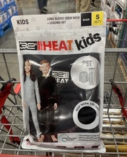 32 Degrees Heat Kids' Long Sleeve Crew Neck + Legging Set-Black/Grey Snow Flake