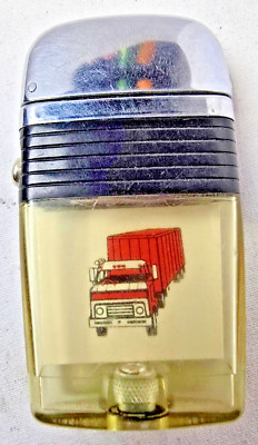 VINTAGE SCRIPTO VU RED TRANSFER TRUCK BLACK BAND LIGHTER