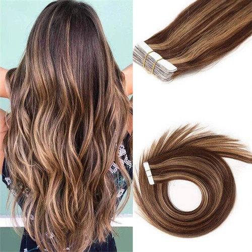 Extensiones de Cabello Invisible Cinta Adhesivo Piel Tramas Remy Cabello Ruso Coloreado - Imagen 84 de 101