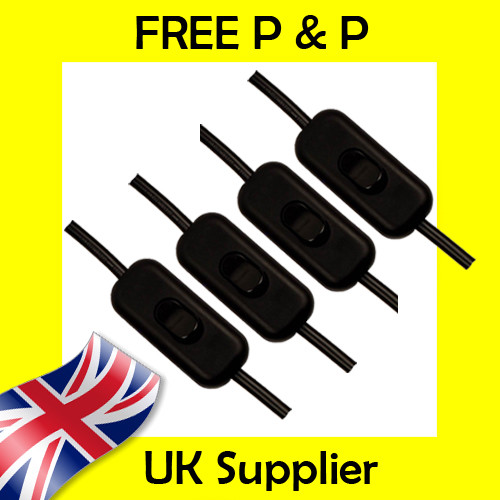 Black In Line Switch Low Profile Torpedo Design 2 or 3 Core Flex Ideal for Lamps - Picture 7 of 8