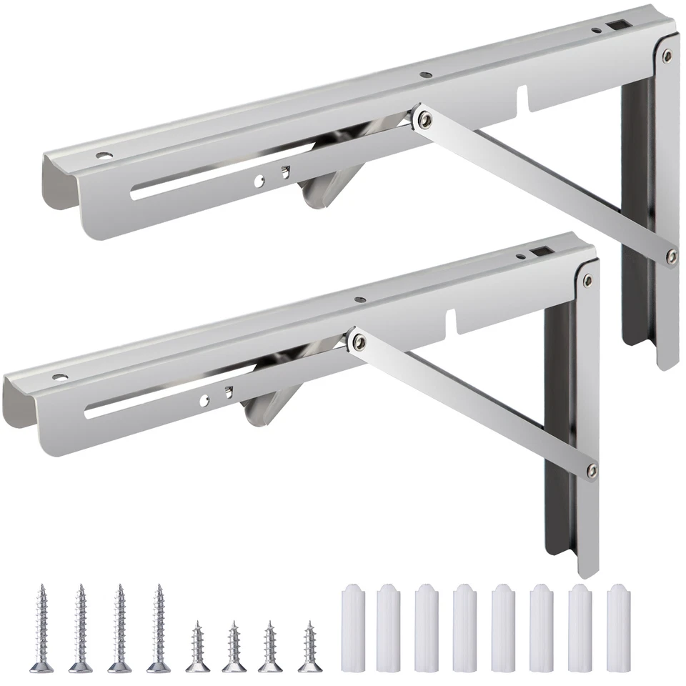 Up to 20x Folding Shelf Bracket Triangle Bench Mounted Table Wall Hinges 8"-20" - Image 4 of 4