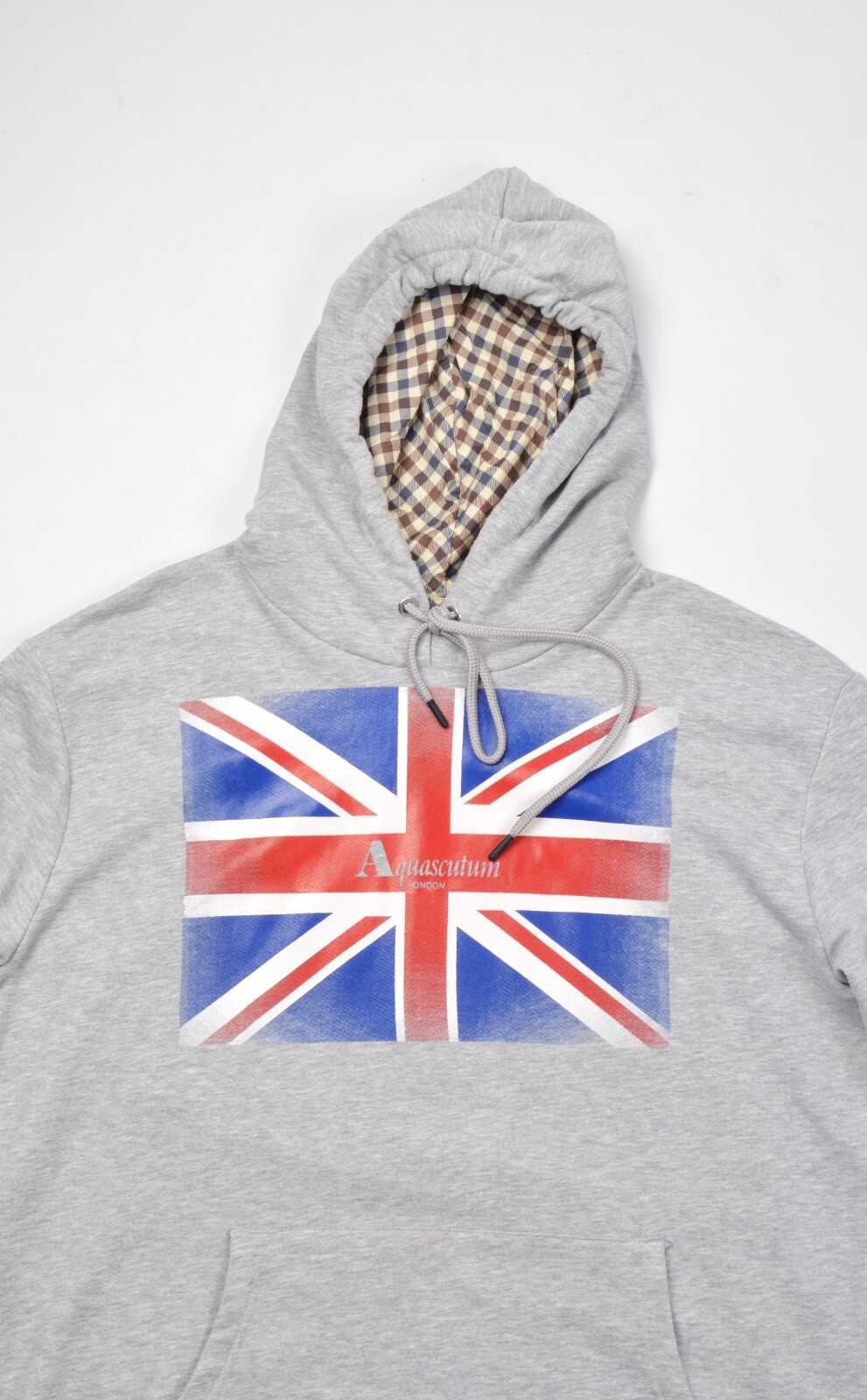 Men's AQUASCUTUM Grey Union Jack Cotton Hoodie Size 2XL RRP £165 image 2
