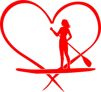 Aufkleber SUP Stand-Up-Paddeling 089 Paddelboard paddeln Autoaufkleber Herz