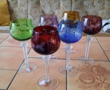 6x Weingläser Bleikristall  Römer / Farbig -- Überfangglas 