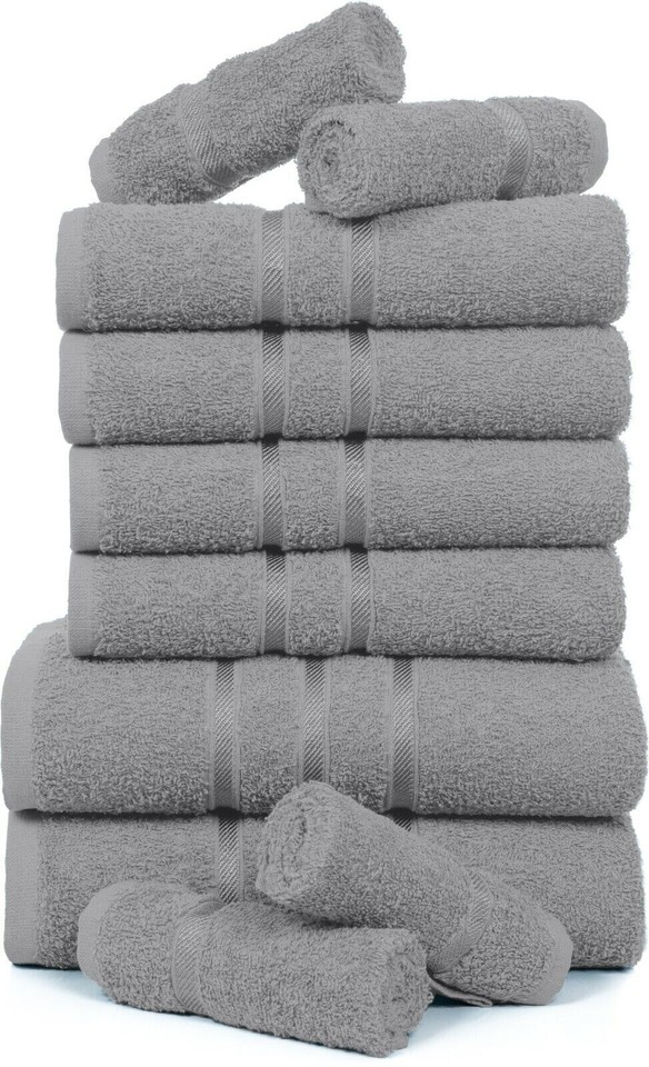10 PCS TOWEL BALE SET 100 COMBED COTTON SOFT FACE HAND BATH BATHROOM TOWELS UK eBay