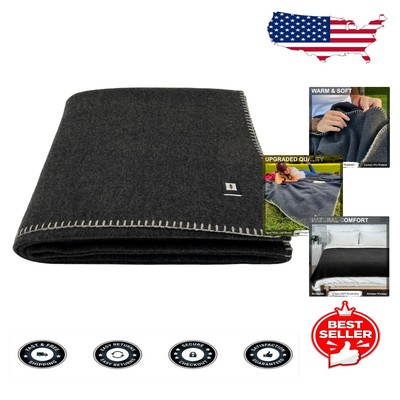 Machine Washable 100% Virgin Wool Blanket for Camping and Survival - Twin Size