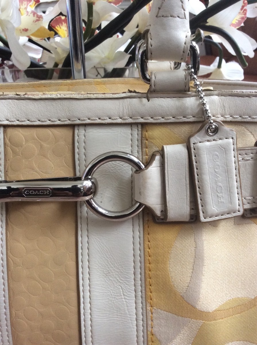 Coach F13337 Hamptons Optic Signature Stripe Gallery Carryall