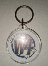Vtg 106.7 W4 Country Acrylic Keychain, 1.75", Used.