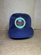 Vintage Snapback Trucker Hat Aureo S-P 250 Pig Farmer Patch 80s USA Made Cap