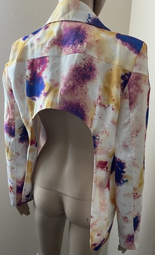 FINDERS KEEPERS Blazer Backless Multicolored Splatter Asymmetrical sz XS - Picture 5 of 9