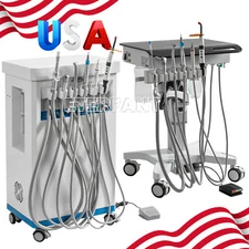 Dental Unit with Air Compressor Curing Light Scales/4Hole Mobile Delivery Cart