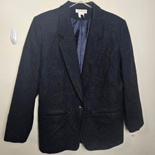 Pendleton 100 Wool 1 Button Blazer Womens Size 12 Black