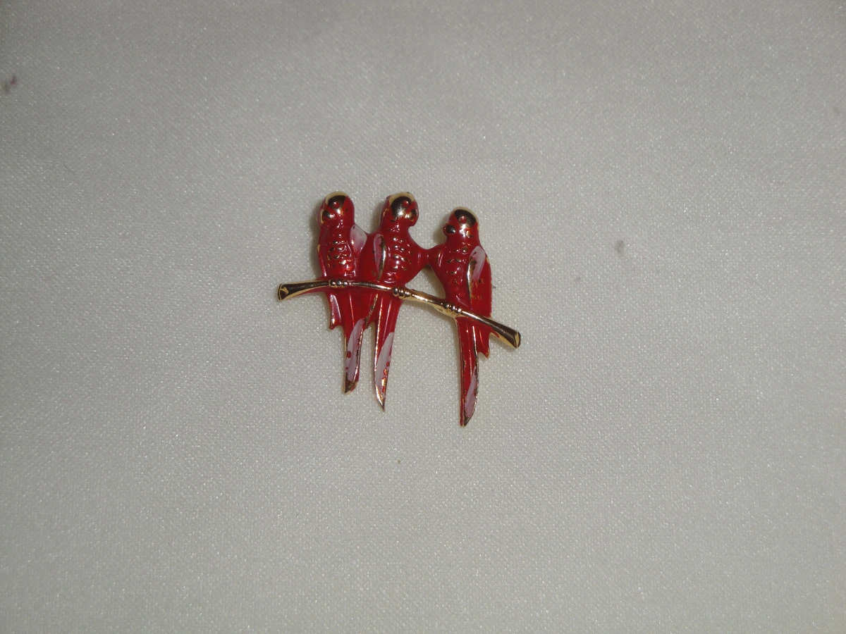 Spilla Vintage Gambero (Crayfish) &ndash; Oro E Smalto Rosso Con Cristallo Austriaco &ndash; Elegante