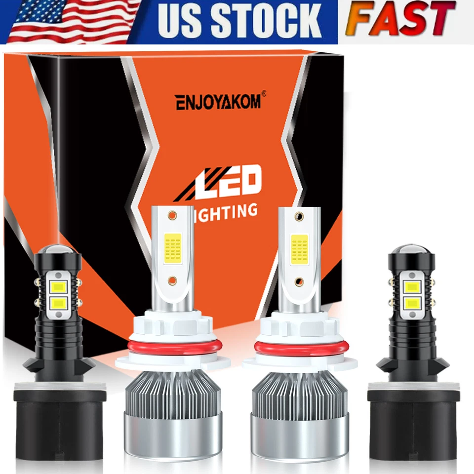 LED Headlight High Low Fog Light Bulbs Combo 6000K For Merkur XR4Ti 1988-1989 - Image 2 of 4