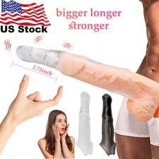 Reuse Penis Extender Girth Enhancer Realistic Sleeve Sheath Large Male Condom