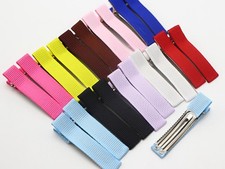 100 Grosgrain Ribbon Half Covered Metal Double Prong Alligator Hair Clips 48mm