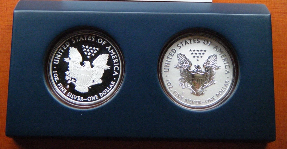 2012 S REVERSE PROOF SILVER EAGLE 2 COIN SAN FRANCISCO SET WITH BOX/COA - Image 3 of 3