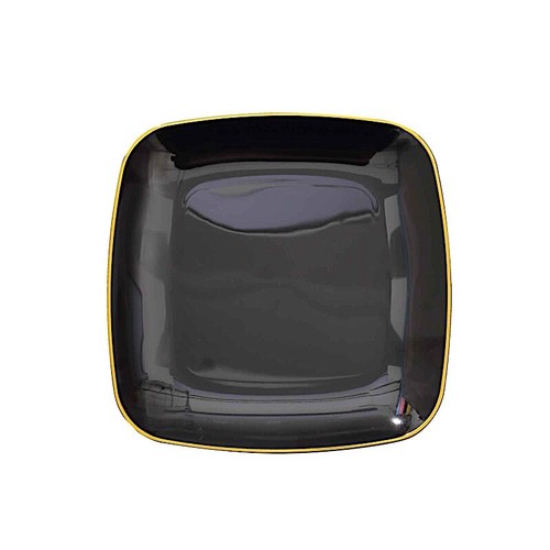 10 Square 7 in Disposable Salad Dinner Plastic PLATES Gold Trim Party Events - Picture 3 of 36