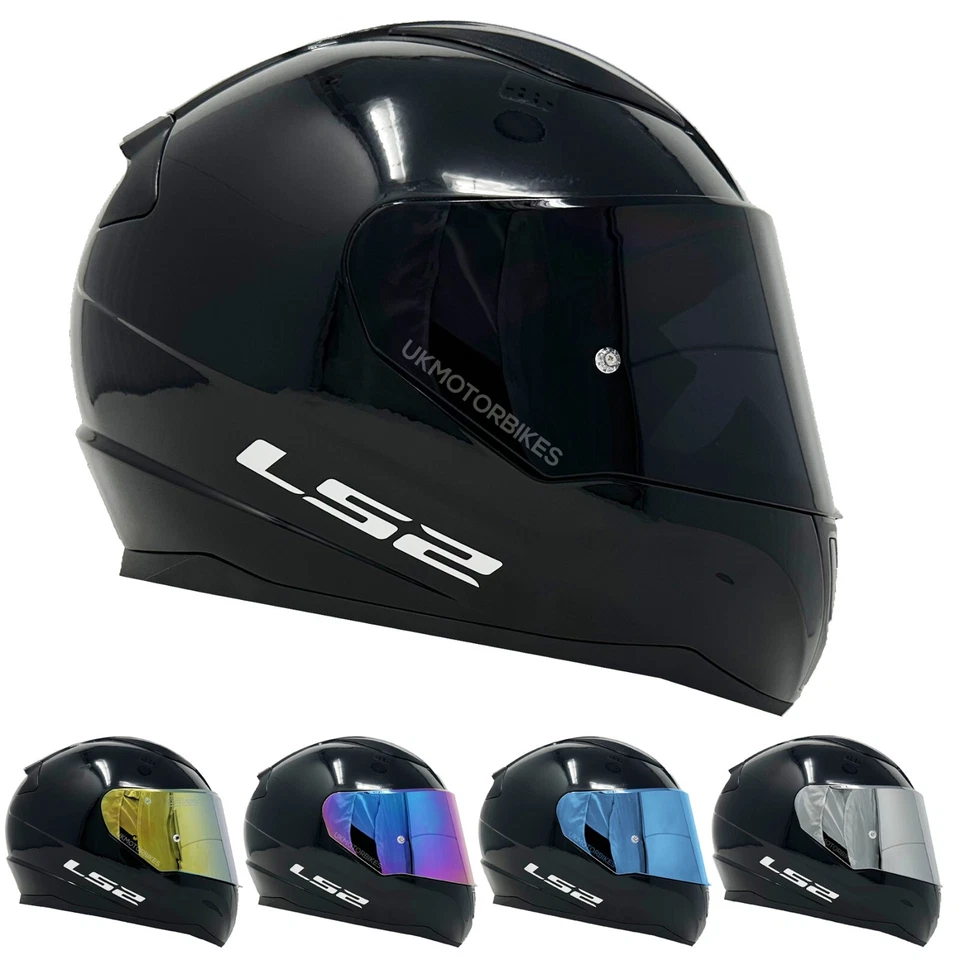 LS2 FF353 RAPID FULL FACE MOTORCYCLE HELMET GLOSS BLACK + PURPLE IRIDIUM VISOR - Image 3 of 4