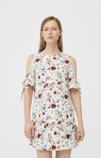 Mango Women's MEDIUM Cream Colour Cold Shoulder Multi Floral Tunic Dress