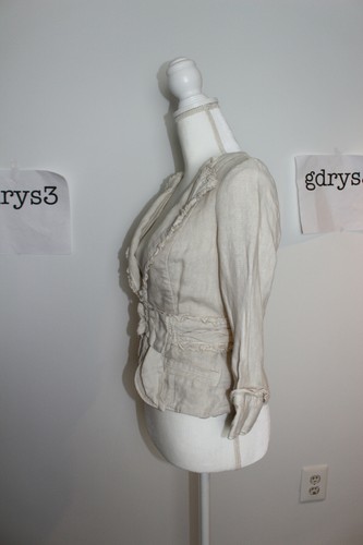 NWT Anthropologie idra Present Yourself Creme Linen Bow Blazer, Women's Sz 0 - Picture 6 of 11