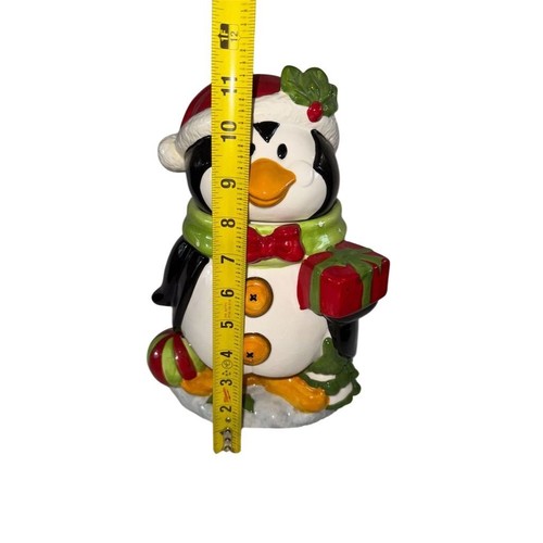 David's Cookies Festive Penguin Cookie Jar Holiday Decor Multicolor 9" - Picture 11 of 12