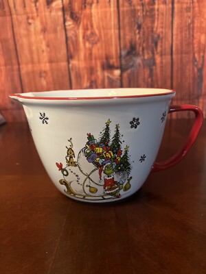 Dr. Seuss How The Grinch Stole Christmas Batter Mixing Bowl Grinch & Max Red Rim