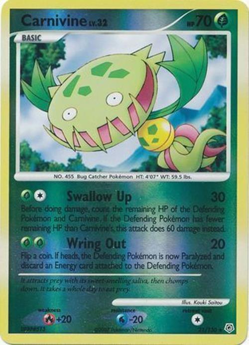 Carnivine - 21/130 - Pokemon Diamond & Pearl Reverse Holo Rare LP
