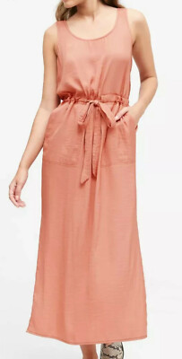 Banana Republic Utility Sleeveless Sunkissed Pink Maxi Dress Size 10