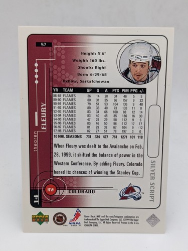 1998-99 Upper Deck MVP Silver Script Theo Fleury #57 - Picture 2 of 2